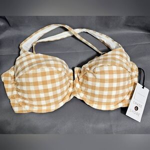 Shade & Shore Tan Checkered Bikini Top